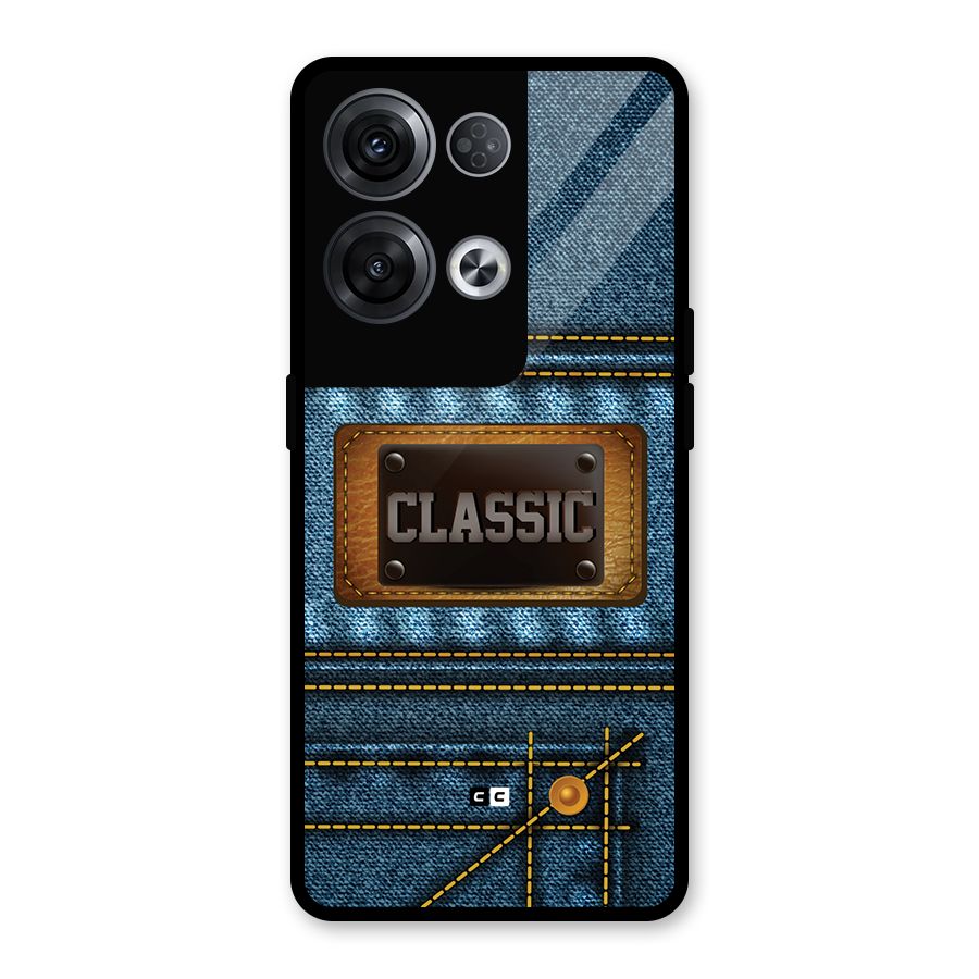 Classic Denim Glass Back Case for Oppo Reno8 Pro 5G