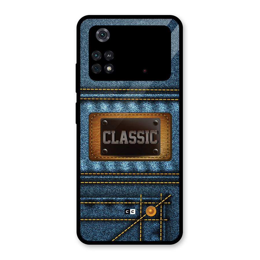 Classic Denim Glass Back Case for Poco M4 Pro 4G