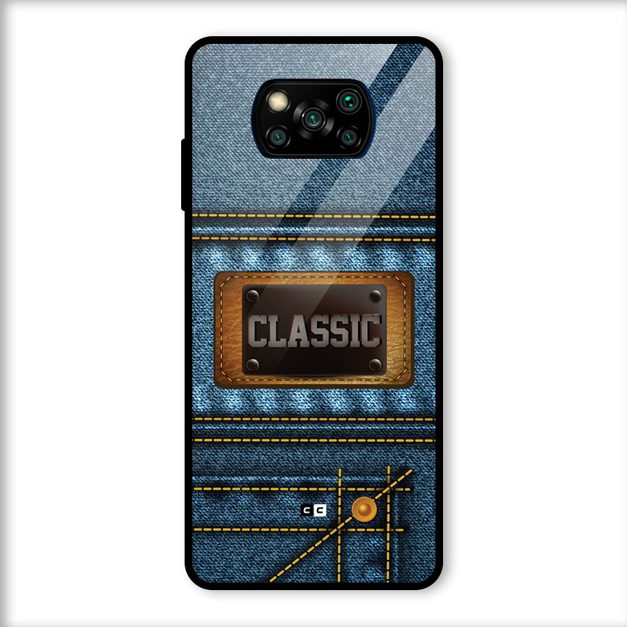 Classic Denim Glass Back Case for Poco X3