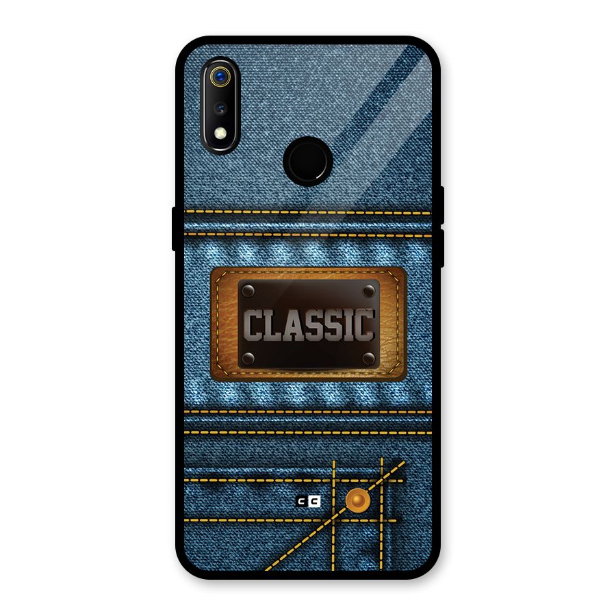Classic Denim Glass Back Case for Realme 3