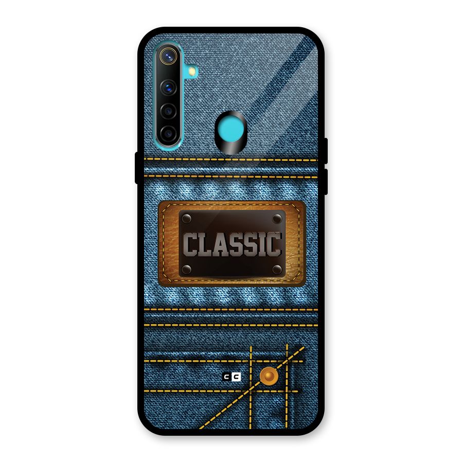 Classic Denim Glass Back Case for Realme 5i
