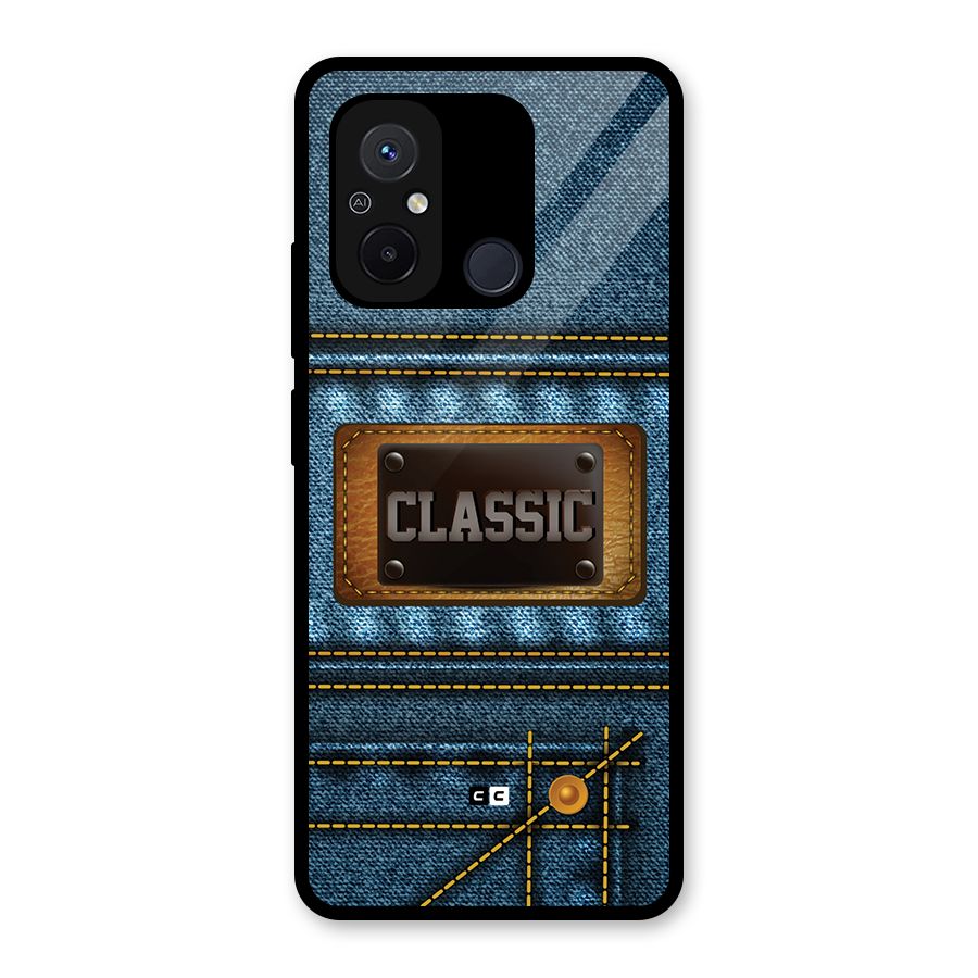 Classic Denim Glass Back Case for Redmi 12C