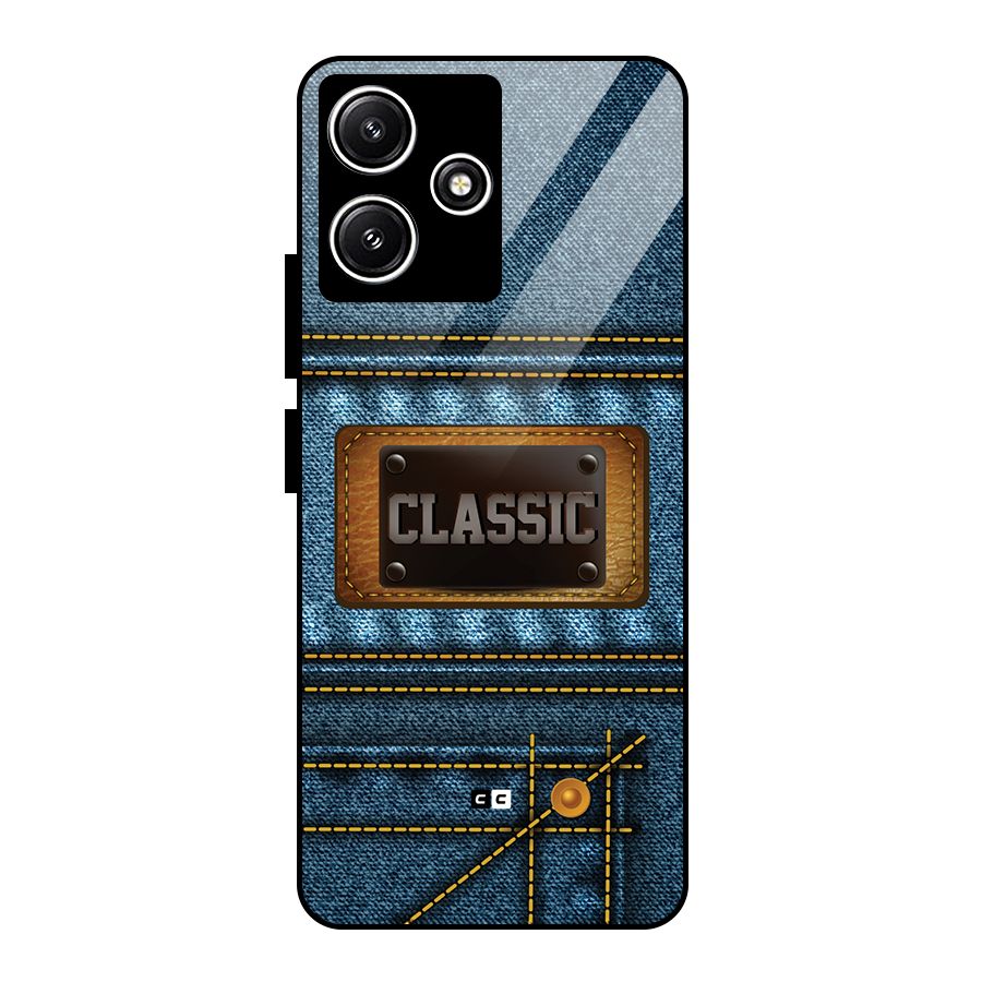 Classic Denim Glass Back Case for Redmi 12 5G