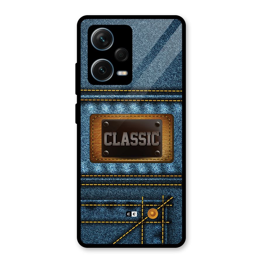 Classic Denim Glass Back Case for Redmi Note 12 Pro Plus 5G