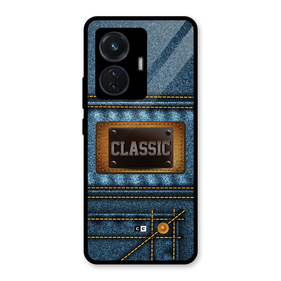 Classic Denim Glass Back Case for Vivo T1 44W