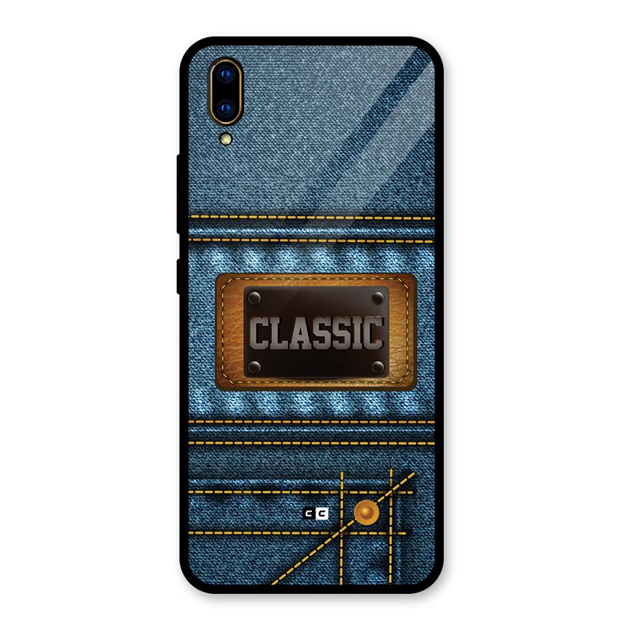 Classic Denim Glass Back Case for Vivo V11 Pro