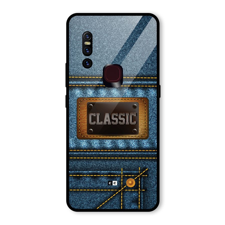Classic Denim Glass Back Case for Vivo V15
