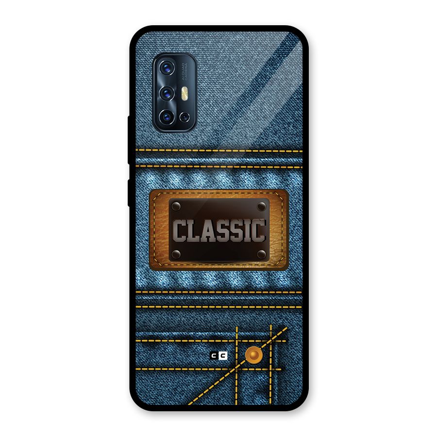 Classic Denim Glass Back Case for Vivo V17