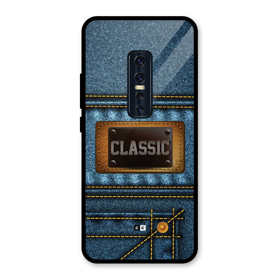 Classic Denim Glass Back Case for Vivo V17 Pro