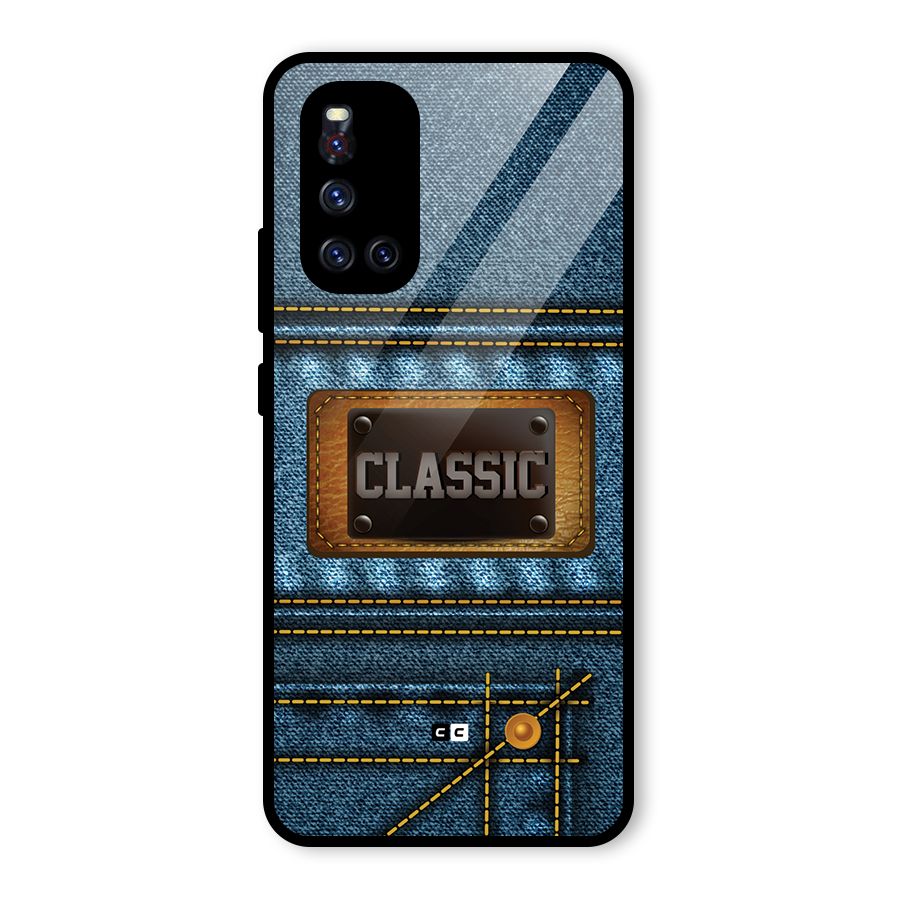 Classic Denim Glass Back Case for Vivo V19