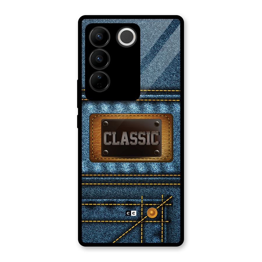 Classic Denim Glass Back Case for Vivo V27