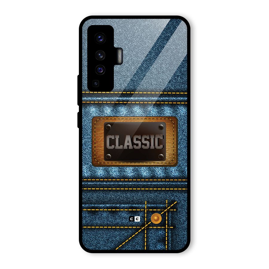 Classic Denim Glass Back Case for Vivo X50
