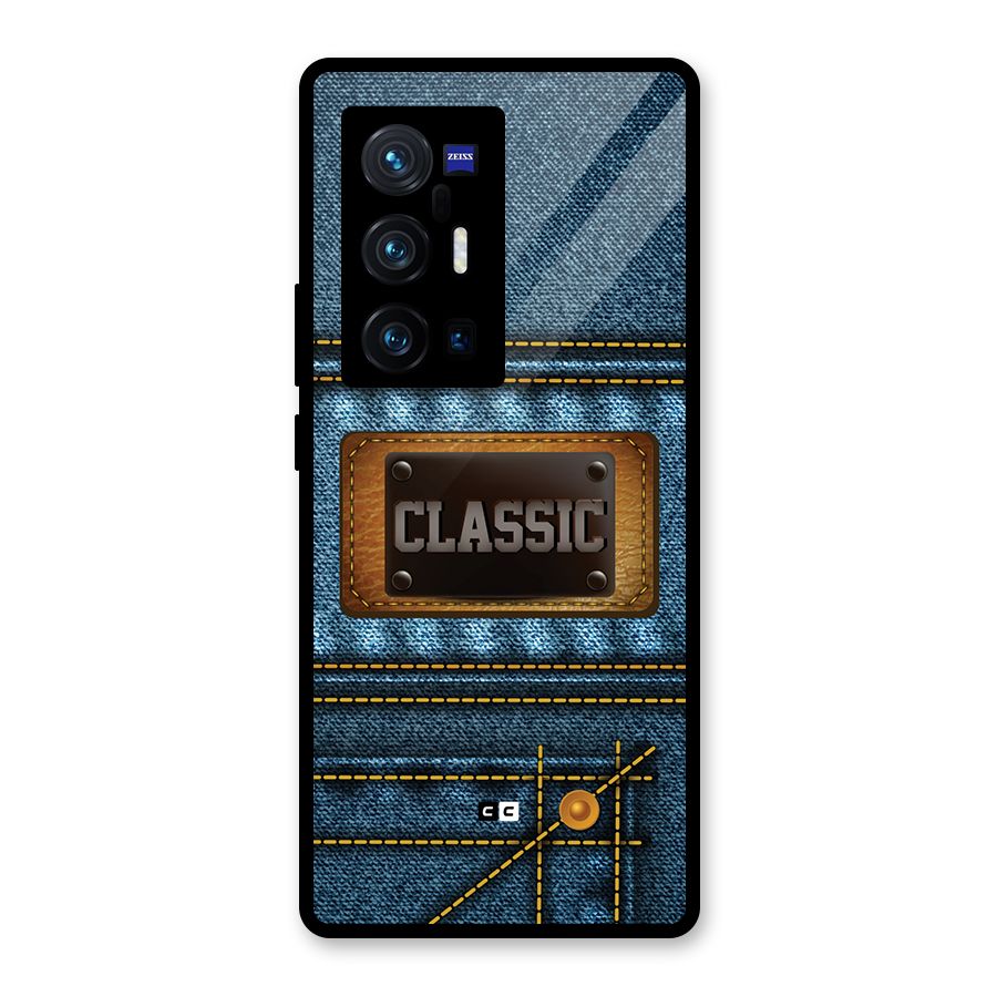 Classic Denim Glass Back Case for Vivo X70 Pro Plus