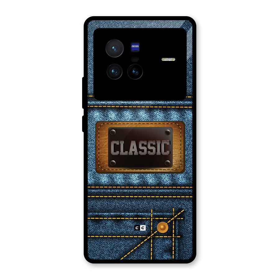 Classic Denim Glass Back Case for Vivo X80