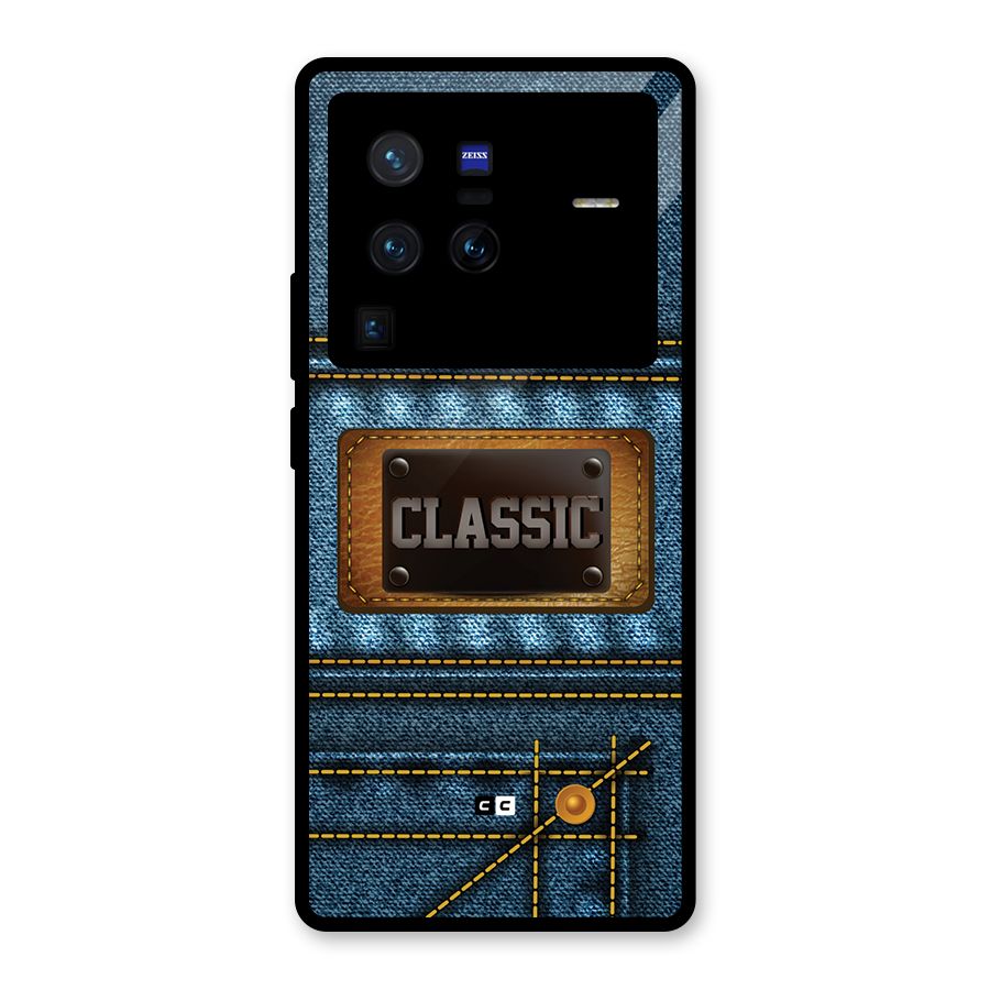 Classic Denim Glass Back Case for Vivo X80 Pro