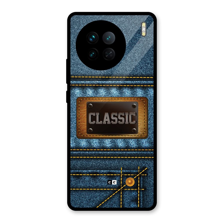 Classic Denim Glass Back Case for Vivo X90