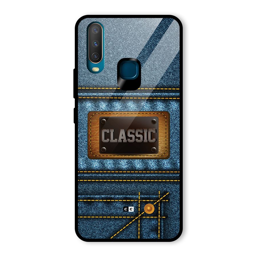 Classic Denim Glass Back Case for Vivo Y17