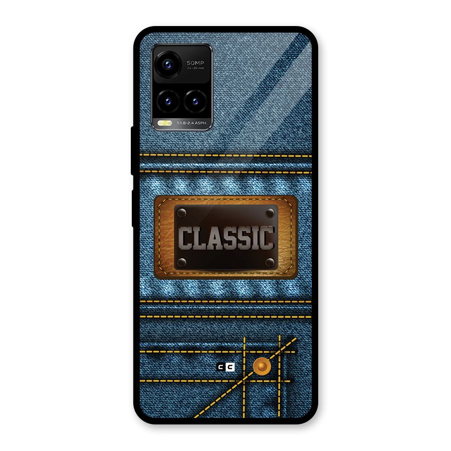 Classic Denim Glass Back Case for Vivo Y21T