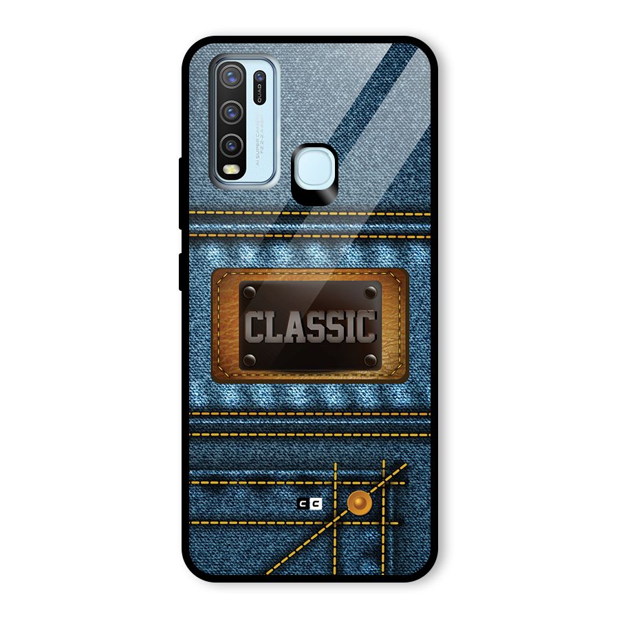 Classic Denim Glass Back Case for Vivo Y30