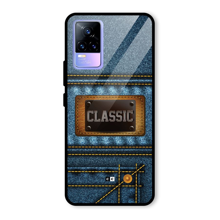 Classic Denim Glass Back Case for Vivo Y73