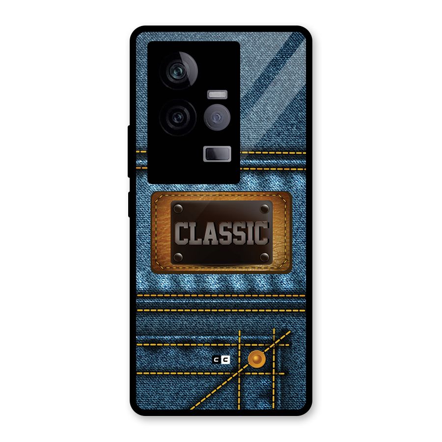 Classic Denim Glass Back Case for Vivo iQOO 11 5G