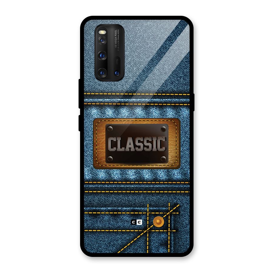 Classic Denim Glass Back Case for Vivo iQOO 3