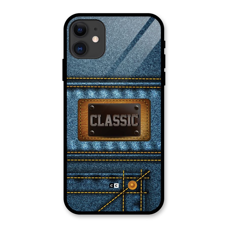 Classic Denim Glass Back Case for iPhone 11