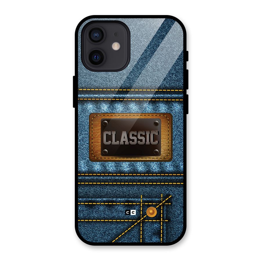 Classic Denim Glass Back Case for iPhone 12