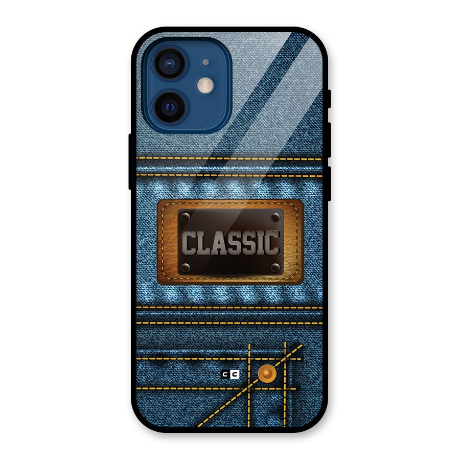 Classic Denim Glass Back Case for iPhone 12 Mini