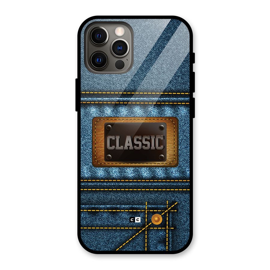 Classic Denim Glass Back Case for iPhone 12 Pro