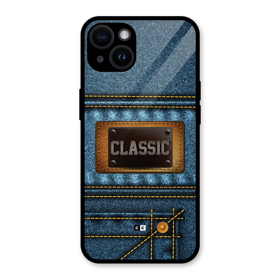 Classic Denim Glass Back Case for iPhone 14