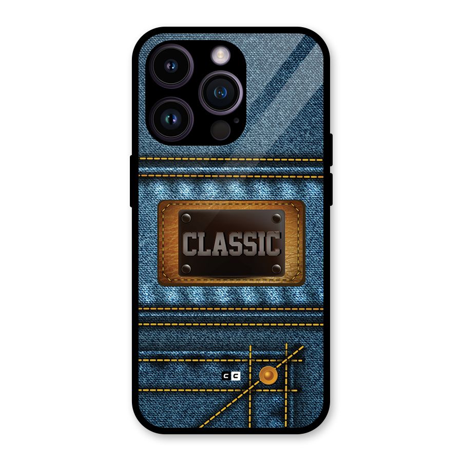 Classic Denim Glass Back Case for iPhone 14 Pro