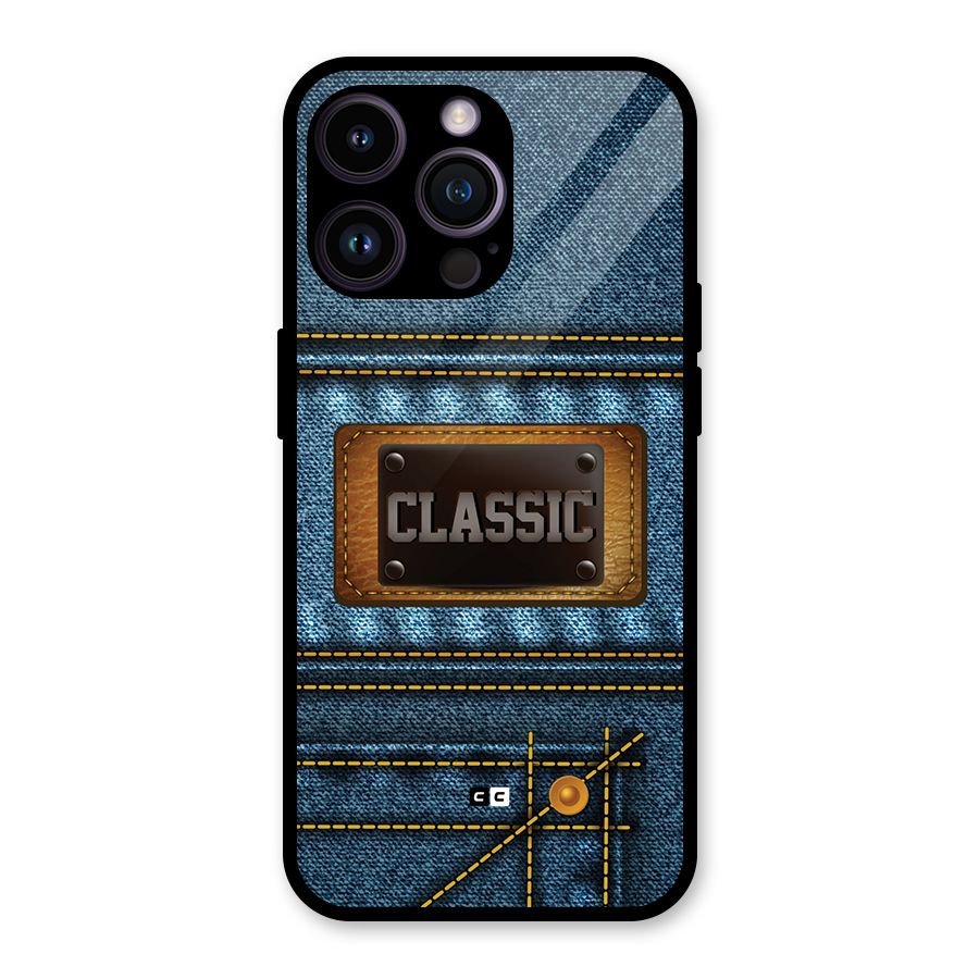 Classic Denim Glass Back Case for iPhone 14 Pro Max