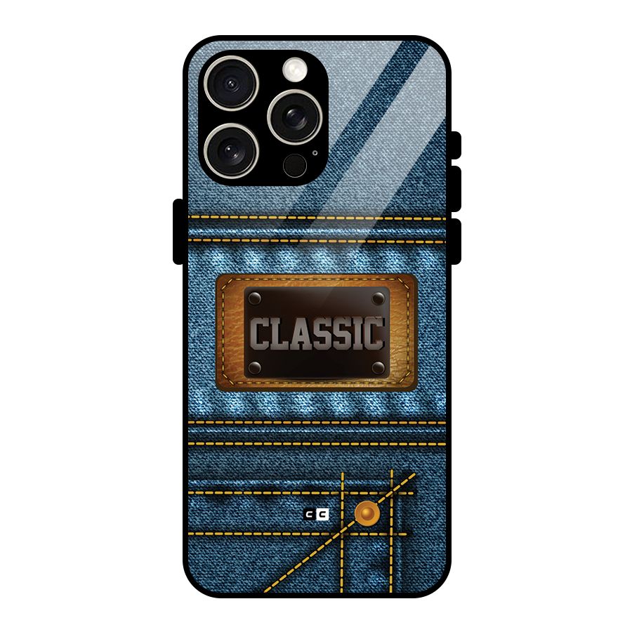 Classic Denim Glass Back Case for iPhone 15 Pro Max