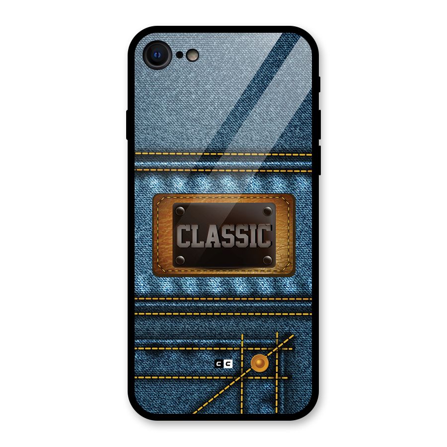 Classic Denim Glass Back Case for iPhone SE 2022