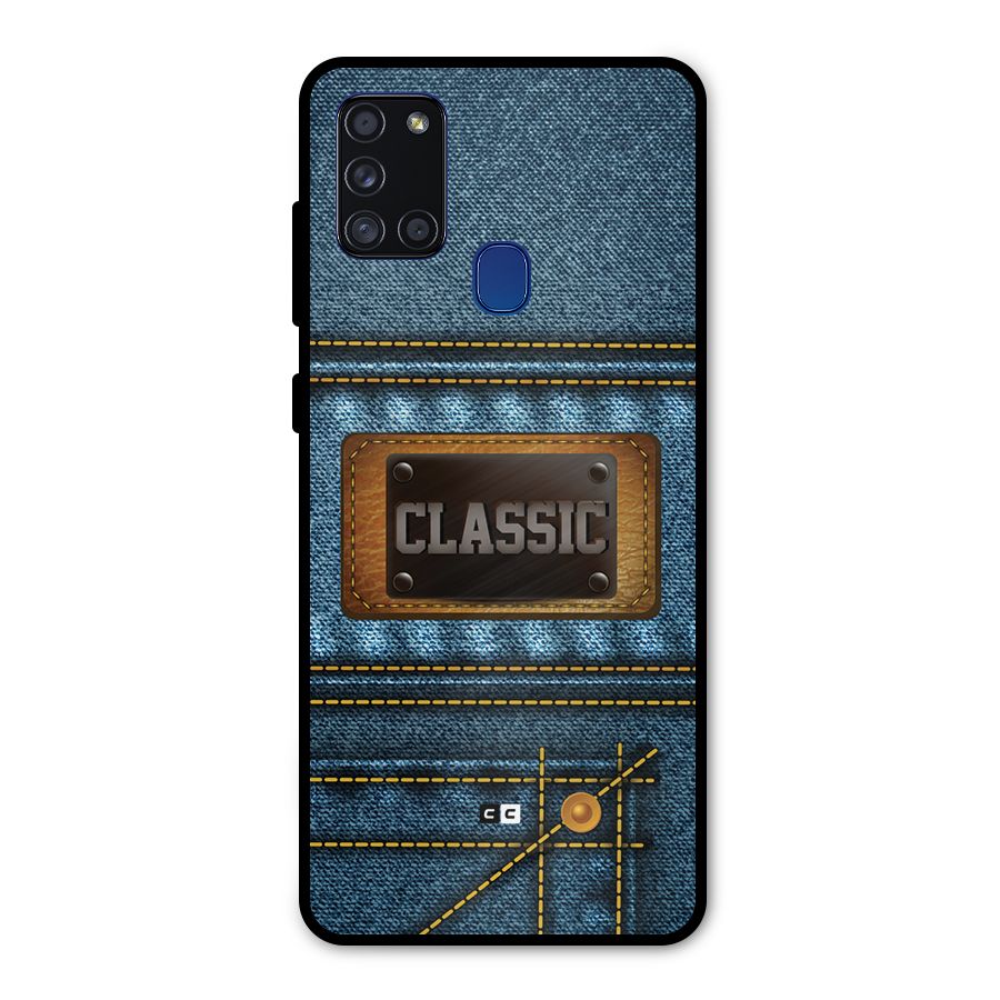 Classic Denim Metal Back Case for Galaxy A21s