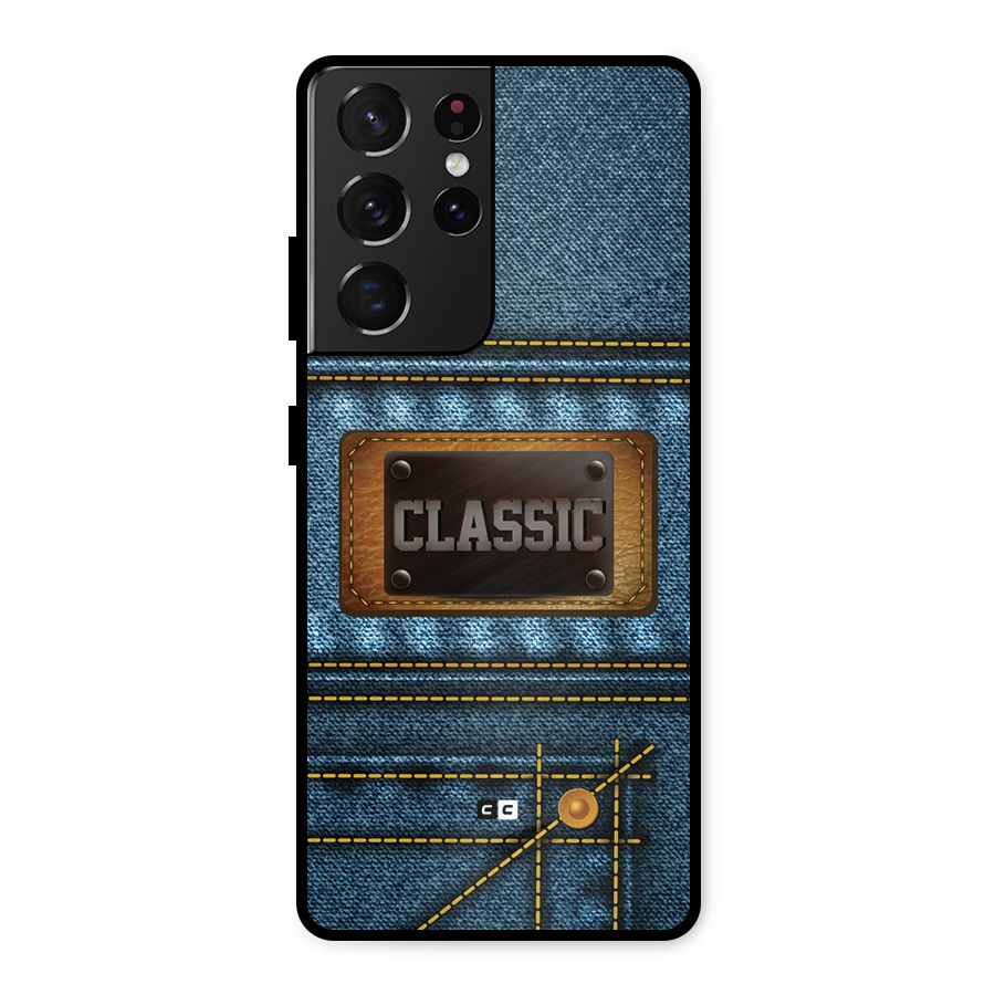Classic Denim Metal Back Case for Galaxy S21 Ultra 5G