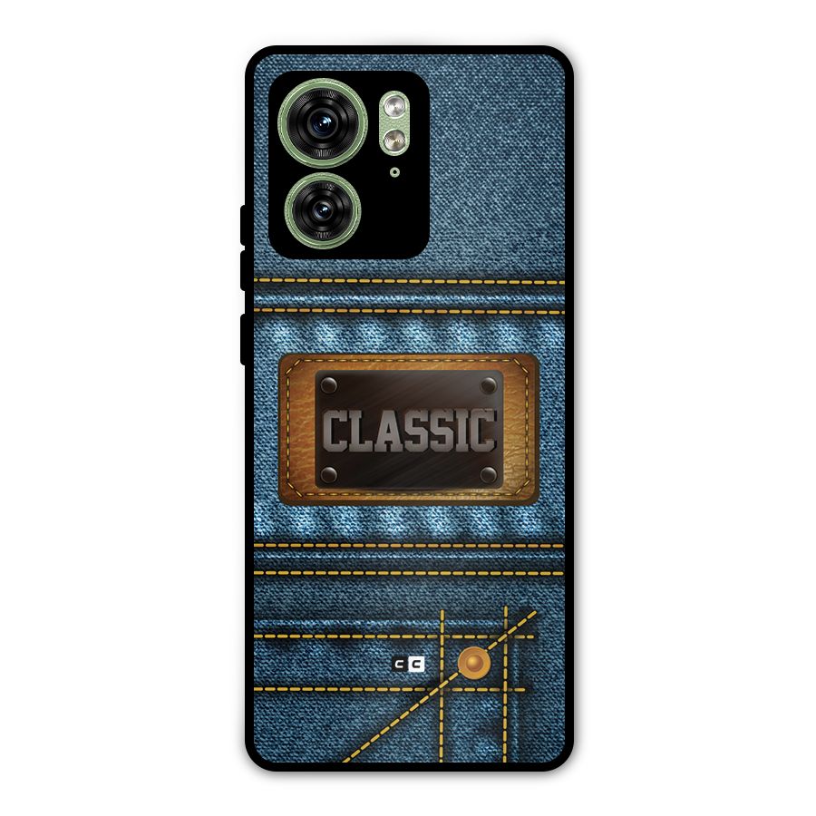 Classic Denim Metal Back Case for Motorola Edge 40 5G