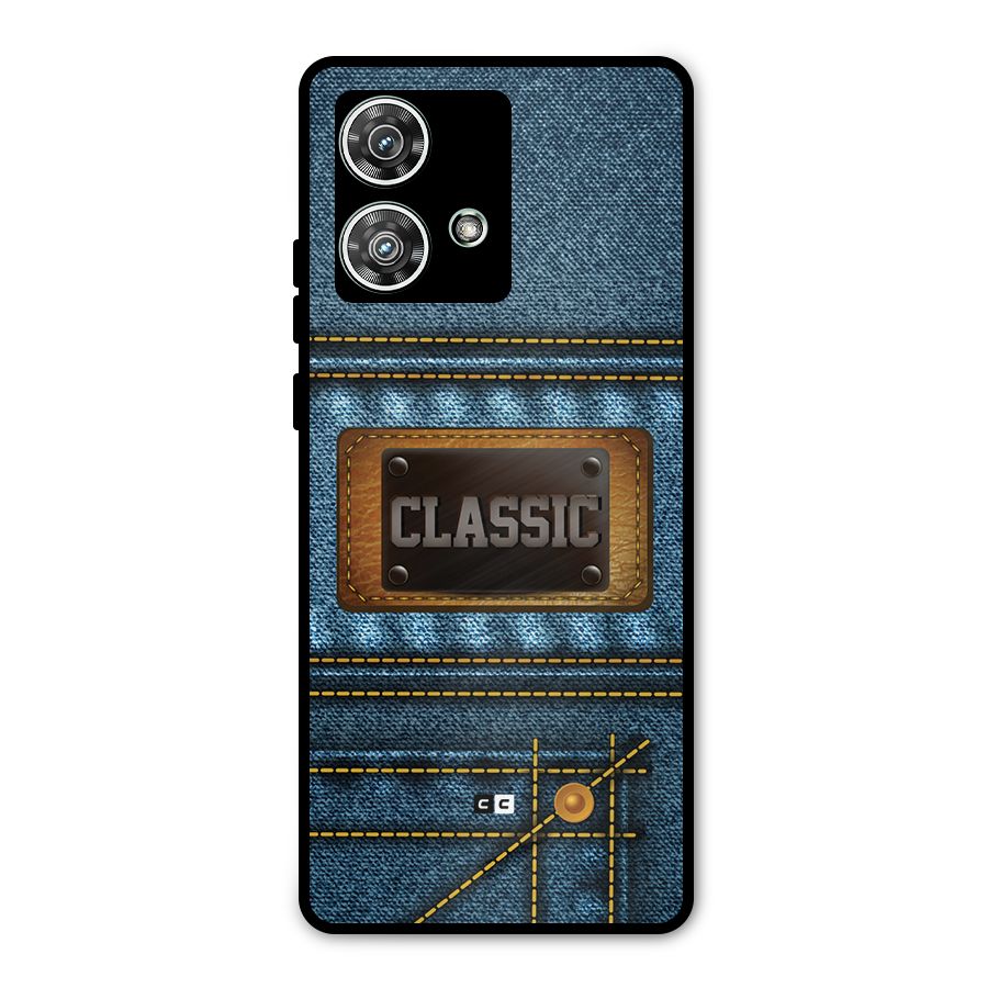 Classic Denim Metal Back Case for Motorola Edge 40 Neo
