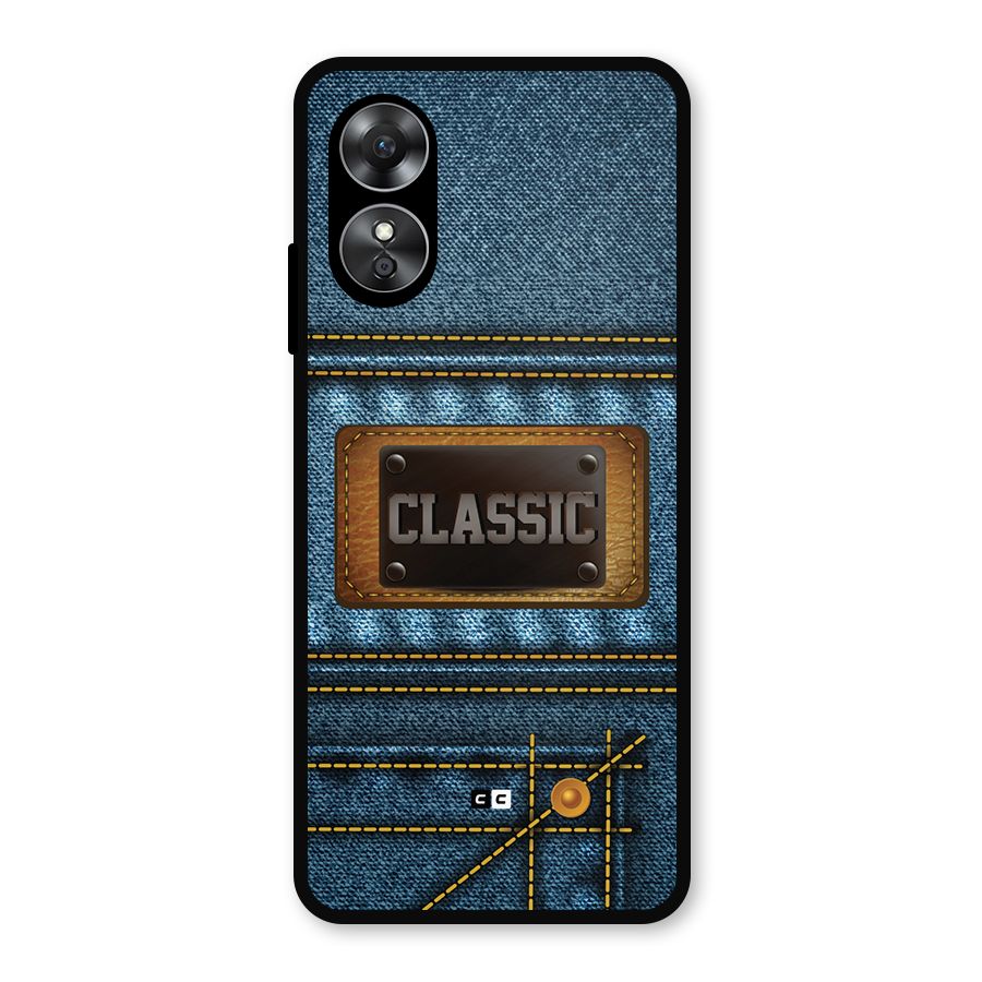 Classic Denim Metal Back Case for Oppo A17