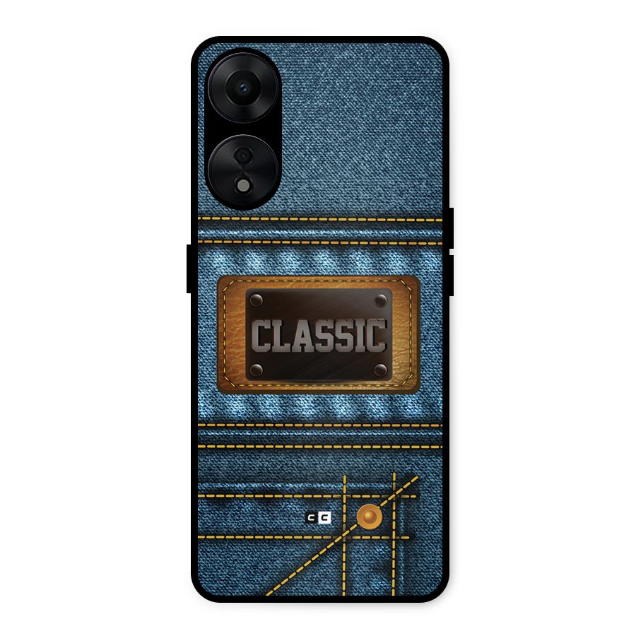 Classic Denim Metal Back Case for Oppo A78 5G