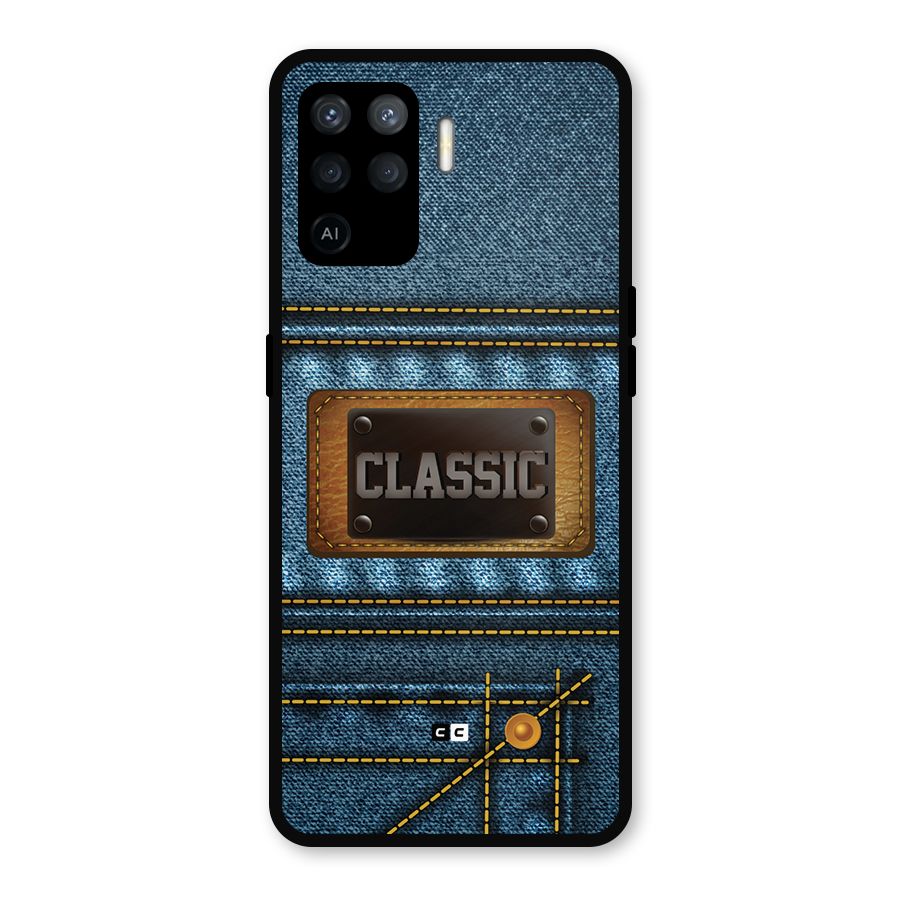 Classic Denim Metal Back Case for Oppo F19 Pro