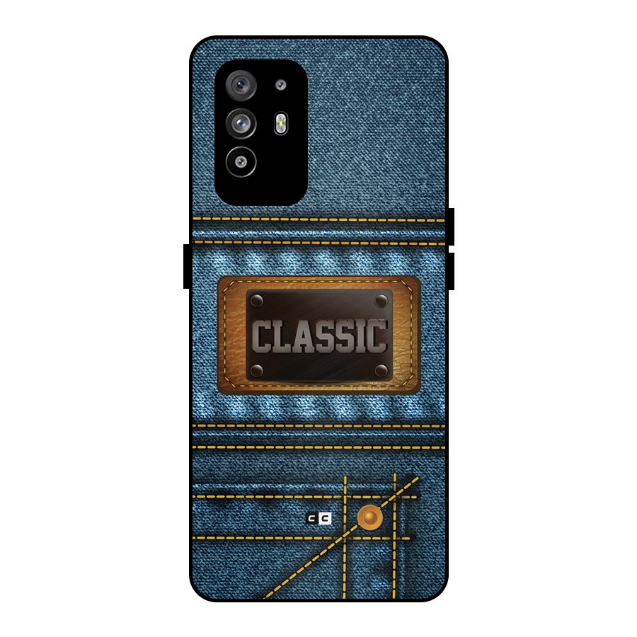 Classic Denim Metal Back Case for Oppo F19 Pro Plus 5G