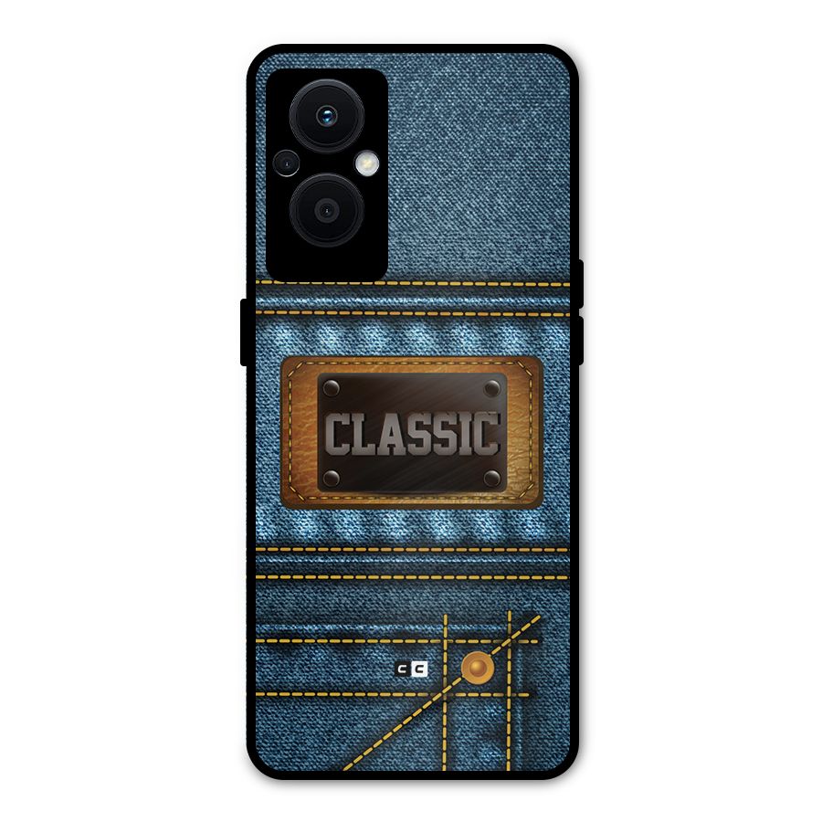 Classic Denim Metal Back Case for Oppo F21 Pro 5G
