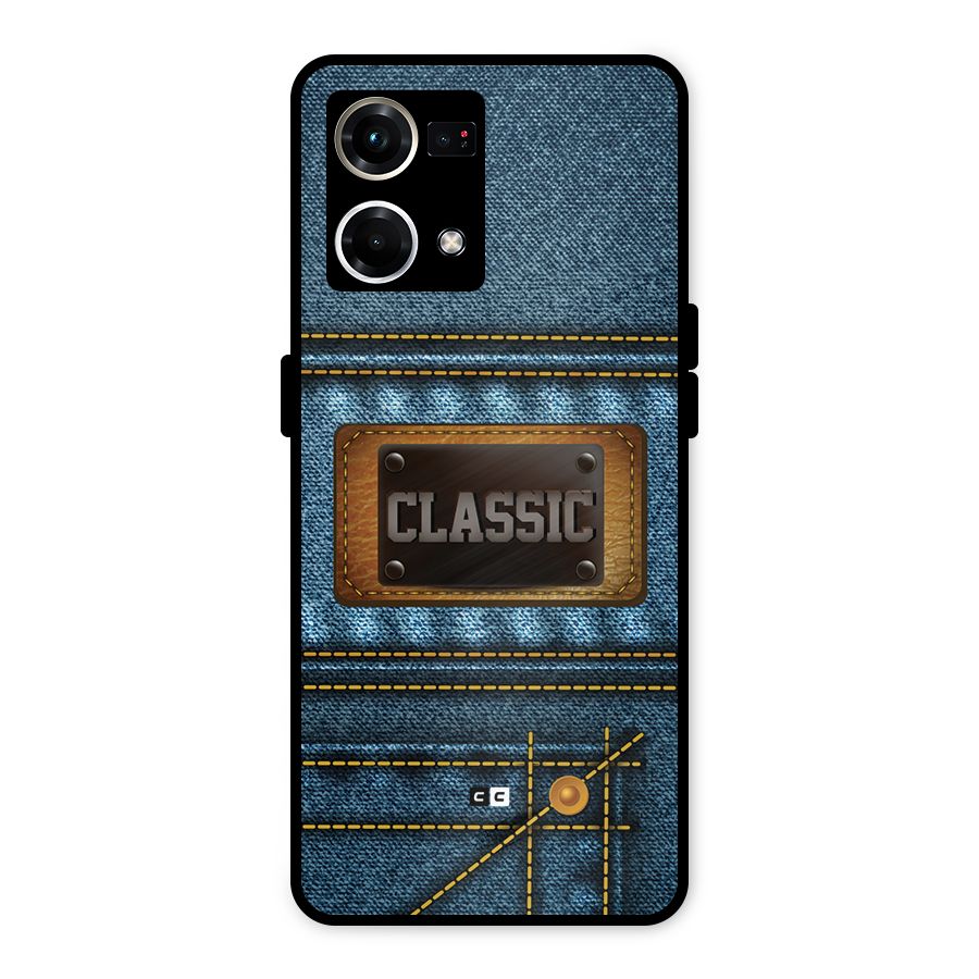 Classic Denim Metal Back Case for Oppo F21s Pro 4G
