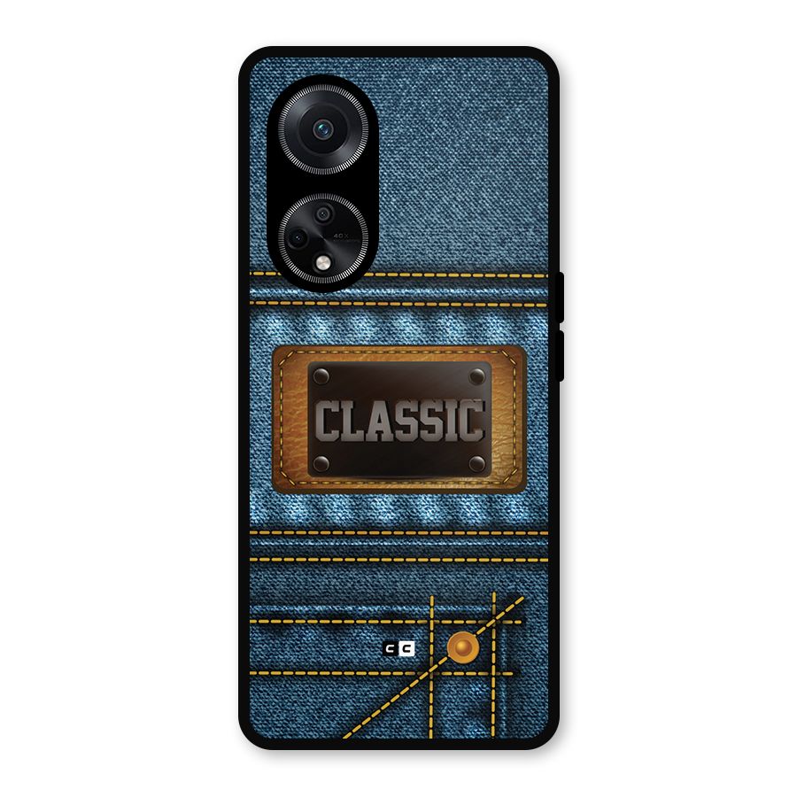 Classic Denim Metal Back Case for Oppo F23