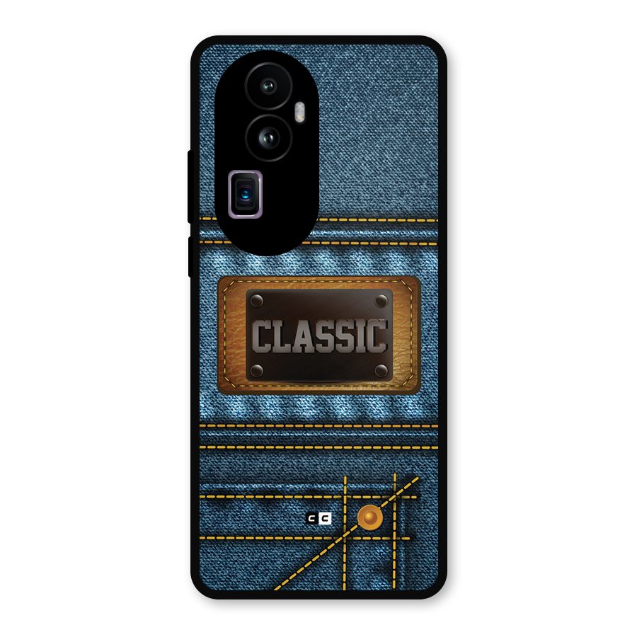Classic Denim Metal Back Case for Oppo Reno10 Pro Plus