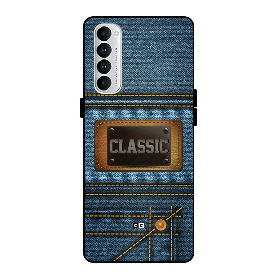Classic Denim Metal Back Case for Oppo Reno4 Pro
