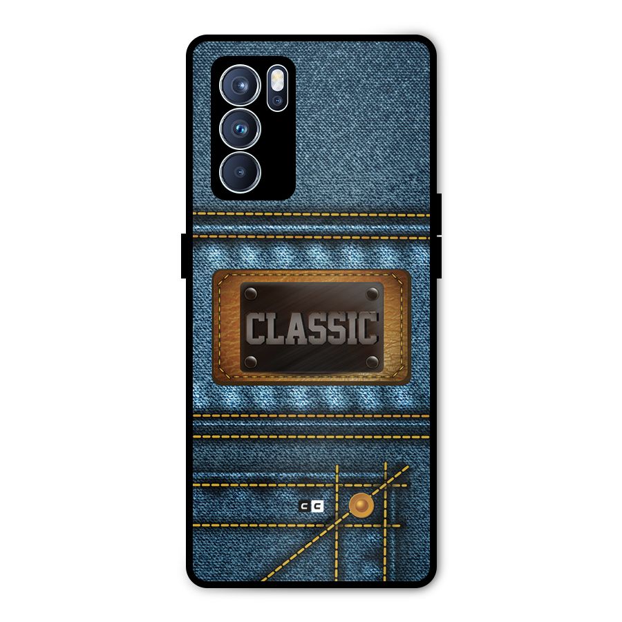 Classic Denim Metal Back Case for Oppo Reno6 Pro 5G
