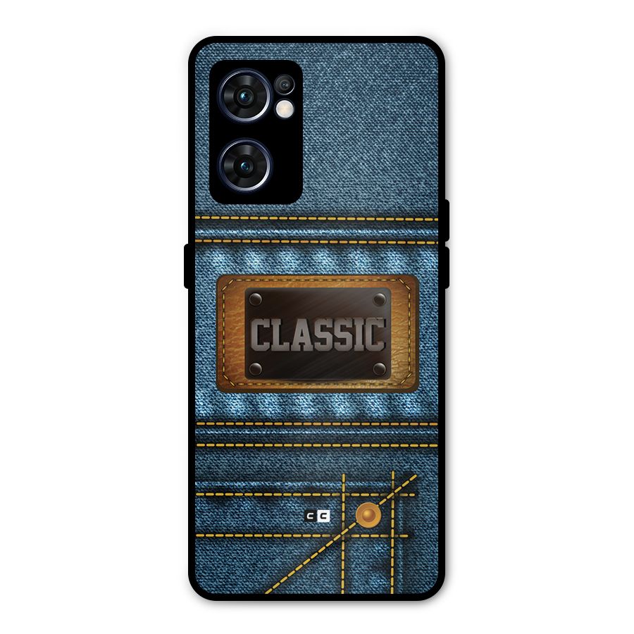 Classic Denim Metal Back Case for Oppo Reno7 5G